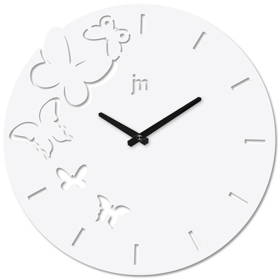 Orologio da parete farfalle romantiche rilievo in metallo bianco 40cm 14982B LOWELL
