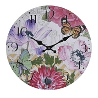 Orologio da parete multi colori fiori e farfalle cm 34 - Modello A  41964