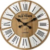 Dettaglio Orologio parete 60cm color legno cifre rilievo su tasselli bianchi
