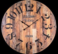 Orologio da parete d.58 legno noce effetto anticato tavole toni diversi 21499 LOWELL