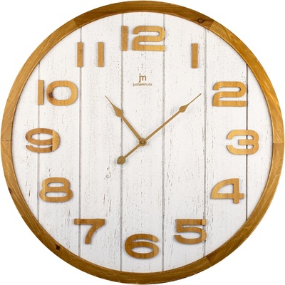 Orologio da parete grande 60cm con cornice e numeri in legno chiaro 21544 LOWELL