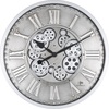 Orologio parete con ingranaggi cromati rotanti 46cm vetro frontale 21541S LOWELL