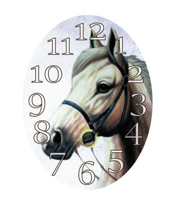 Orologio da parete di forma ovale cavallo bianco alto 58cm 33220 COLORI E LUCI