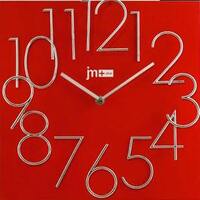 Orologio quadrato parete rosso 30x30 numeri sparsi rilievo 14535R LOWELL