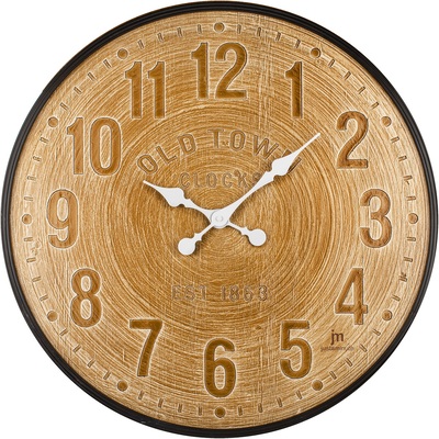 Orologio da parete effetto tronco legno con cornice scura 60cm 21545 LOWELL