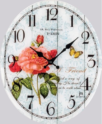 Orologio ovale alto 39cm con rose 14885 LOWELL