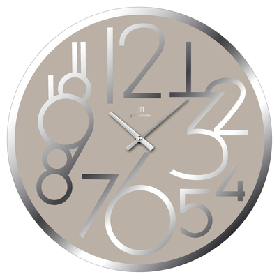 Orologio da parete moderno in vetro tortora numeri a specchio 38cm 14892T LOWELL