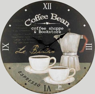 Orologio con tazzine caff&egrave; e moka 33,5cm 21430 LOWELL