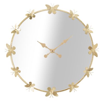 Orologio parete grande a specchio con farfalle oro  40530