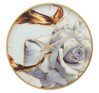 Orologio parete 60cm design a quadro splendida rosa bianca  40946