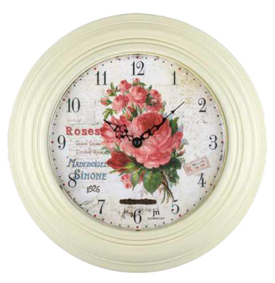 Orologio parete con rose da 31cm 38265 COLORI E LUCI
