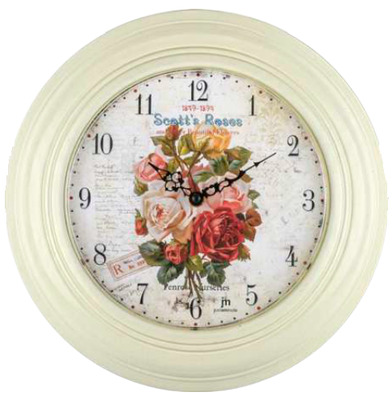 Orologio parete shabby con rose 31cm 38266 COLORI E LUCI