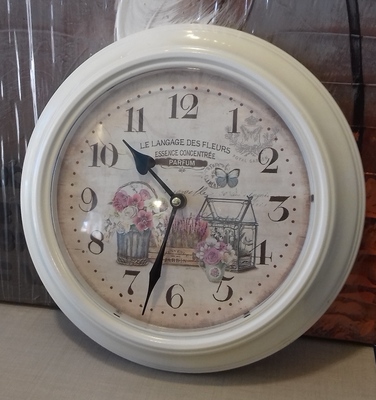 Orologio shabby 30cm fiori cesti cornice 35717 COLORI E LUCI