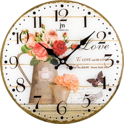 Orologio da parete in vetro decoro rose 33cm 14891 LOWELL