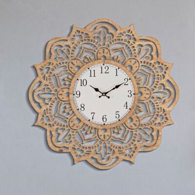 Magnifico orologio parete legno 60cm pizzo design arabesco  40626