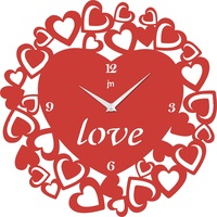 Orologio parete cuore rosso 40cm in metallo con tanti cuoricini intorno 14980R LOWELL