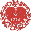 Orologio parete cuore rosso 40cm in metallo con tanti cuoricini intorno 14980R LOWELL
