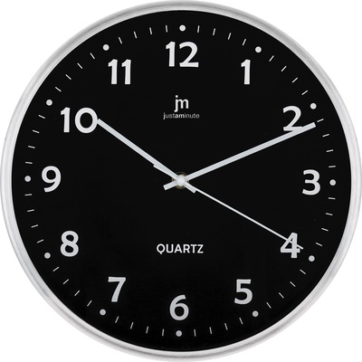 Orologio parete quadrante nero silenzioso cornice alluminio satinato 30cm  43576