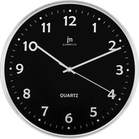 Orologio parete quadrante nero silenzioso cornice alluminio satinato 30cm  43576