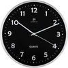 Orologio parete quadrante nero silenzioso cornice alluminio satinato 30cm  43576