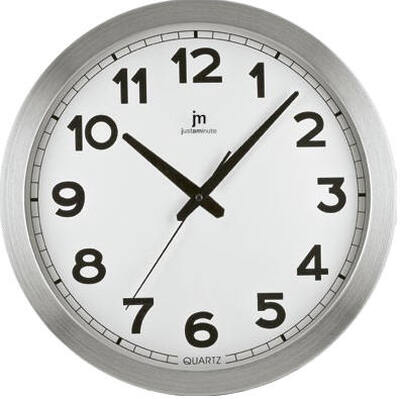 Orologio parete 40cm bordo alluminio sfondo bianco 14930 LOWELL