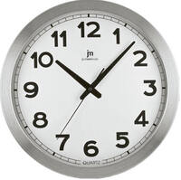 Orologio parete 40cm bordo alluminio sfondo bianco 14930 LOWELL