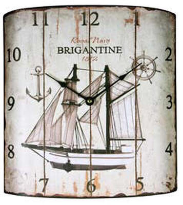 Orologio parete in metallo con vascello 31x35 21503 LOWELL