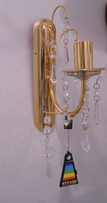 Lampada da parete applique in metallo oro lucido con strass gocce cristallo 2234 LUCI CLASSICHE