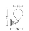 Misure Lampada da esterno applique nero rame con sfera bianco latte