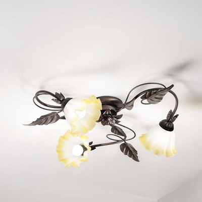 Lampadario a plafoniera 3 luci classico foglie bronzato  45018