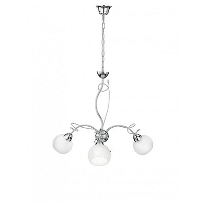 Lampadario 3 luci cromo d.72cm vetro effetto ghiaccio 33243 LUCI MODERNE