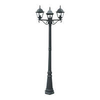 Palo con 3 lampioni da esterno neri alto 2,060 metri 43639 LUCI ESTERNO