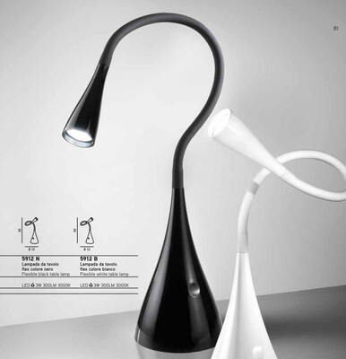 Lampada tavolo led nera con braccio flessibile accensione touch 5912N PERENZ