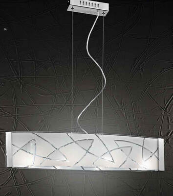 Lampadario 4 luci lineare con vetro decorato 5938 PERENZ