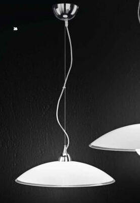 Lampadario vetro bianco lucido 45cm bordo trasparente 6002 PERENZ