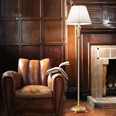 Piantana tuscany chic bianco oro decorativa con paralume FIRENZE PT1 BIANCO IDEAL LUX