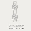 Misure Piantana acrilico clessidra 123cm dal design sinuoso