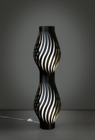 Piantana acrilico nera 123 cm moderna con luce E27 design clessidra  45578