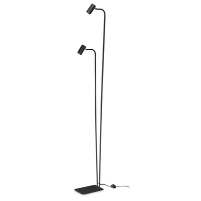 Piantana design essenziale slanciato doppio faretto orientabile 215cm GINGER PT2 NERO IDEAL LUX