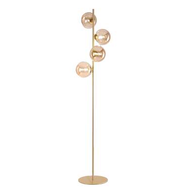 Lampada da terra moderna con stelo oro satinato e sfere ambra 41868 COLORI E LUCI