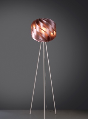 Piantana design rosa metal con globo in acrilico a spirale e treppiede  45597