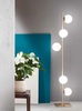 Piantana con 5 sfere di vetro bianco in alto e in basso design oro satinato PT.MONILE/ORO ONDALUCE