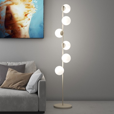 Piantana tortora luminosa moderna 6 sferette intorno bianco opaco 1200/T6-SA BOOMERANG TOP LIGHT