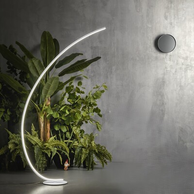 Piantana bianca curva minimal LED grande arco luce dimmerabile  44711