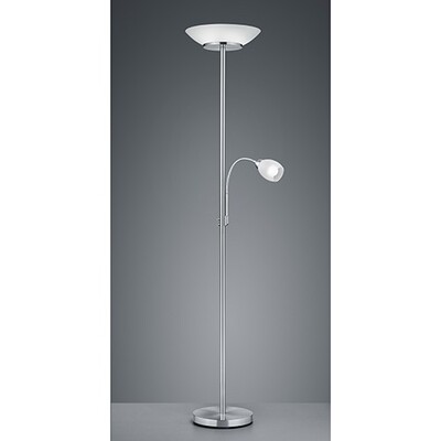 Piantana nickel satinato con braccetto flessibile 2 luci verso alto 1 luce direzionabile 40764