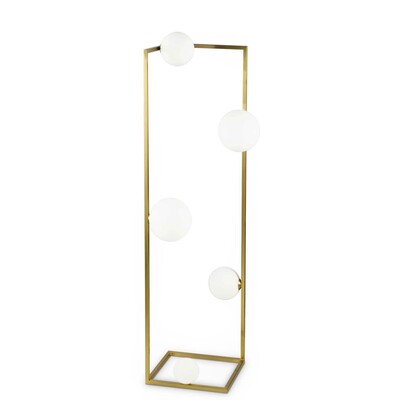 Piantana lampada da terra alta 118cm lato 30cm ottone satinato ANGOLO PT5 OTTONE IDEAL LUX