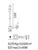 Misure Piantana bianca 2 luci led a vista direzionabili alto basso RADIO PT2 BIANCO IDEAL LU