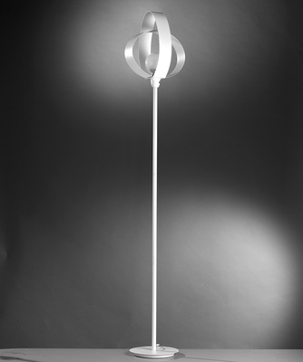 Lampada da terra in metallo bianco con decoro ellisse cerchi ovali  41430