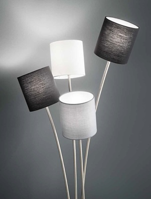 Piantana moderna 4 paralumi in tessuto nero grigio bianco con lampadine LED 6870 PERENZ