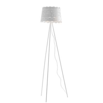 Piantana romantica bianca pizzo traforato paralume fiori 42296 LUCI MODERNE